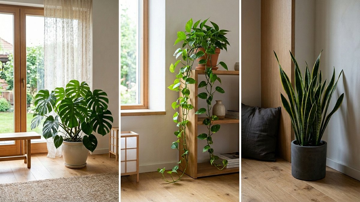 光環境別の代表的観葉植物比較(モンステラ・ポトス・サンスベリア)