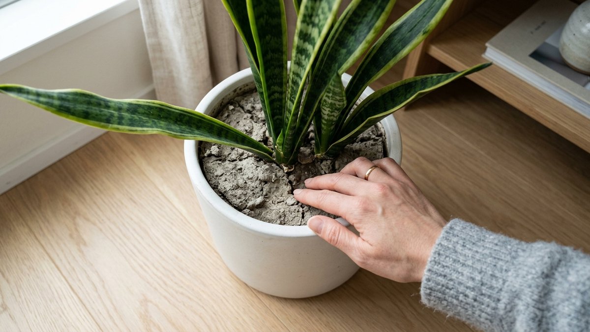 冬の観葉植物の水やり｜土の乾き具合を指で確認する