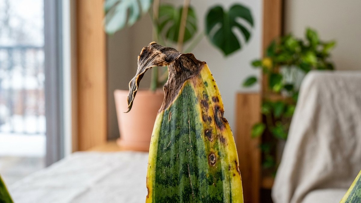 冷害症状｜葉先が茶色く変色した観葉植物